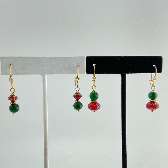 Host Pick! Christmas Tree Necklace & Earrings Set, Handmade, Vintage Glass Beads - Picture 8 of 10